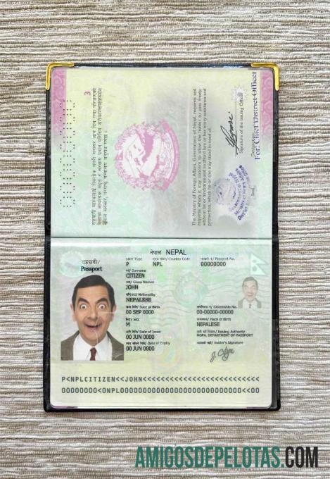 Foto do passaporte do Nepal exemplo
